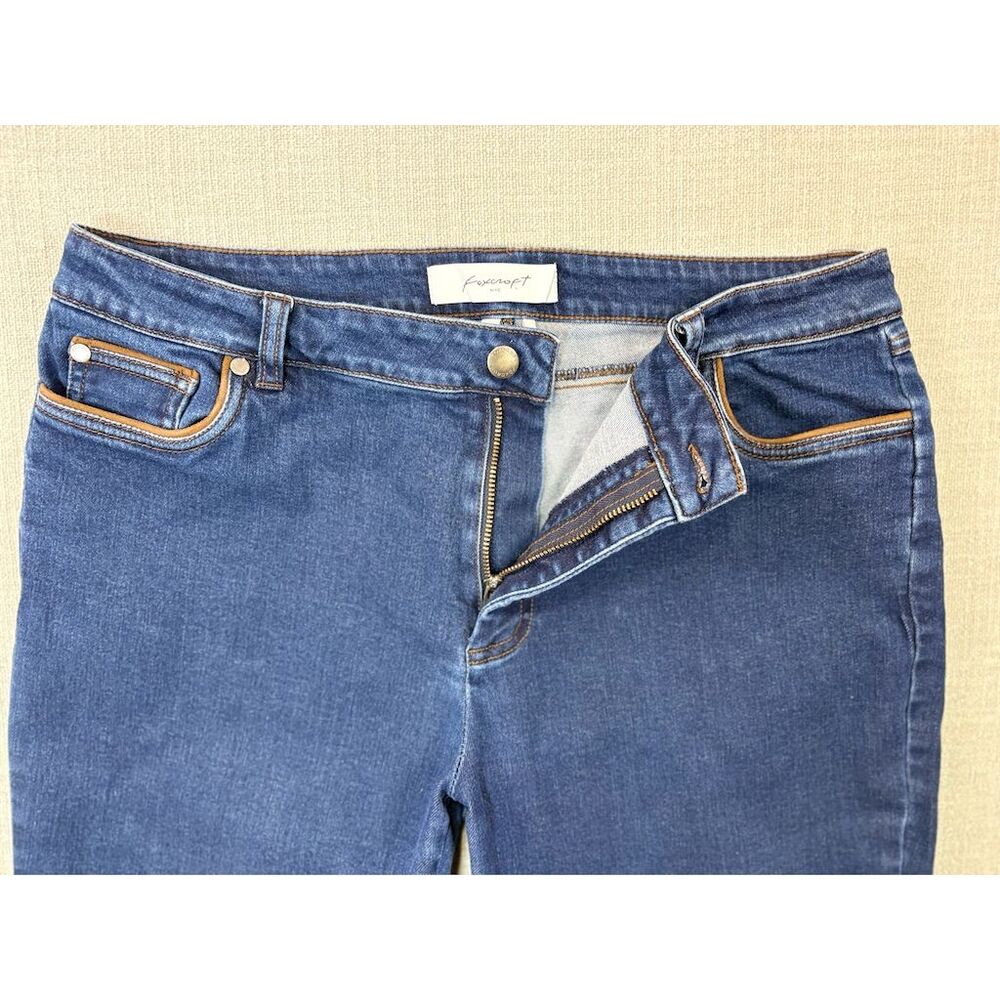Foxcroft NYC Women's Jeans 16 Blue Straight Leg Stretch Denim Contrast Piping - Picture 7 of 12